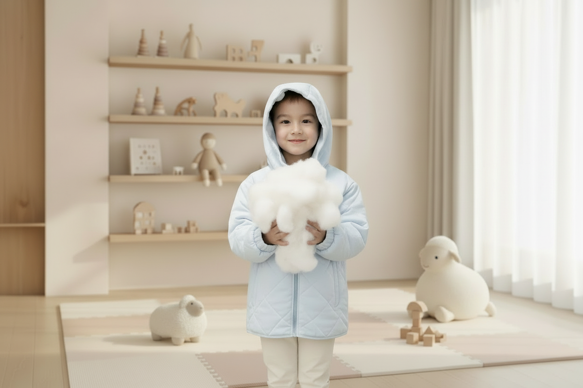 Boy with Natural Face and Cotton Batting